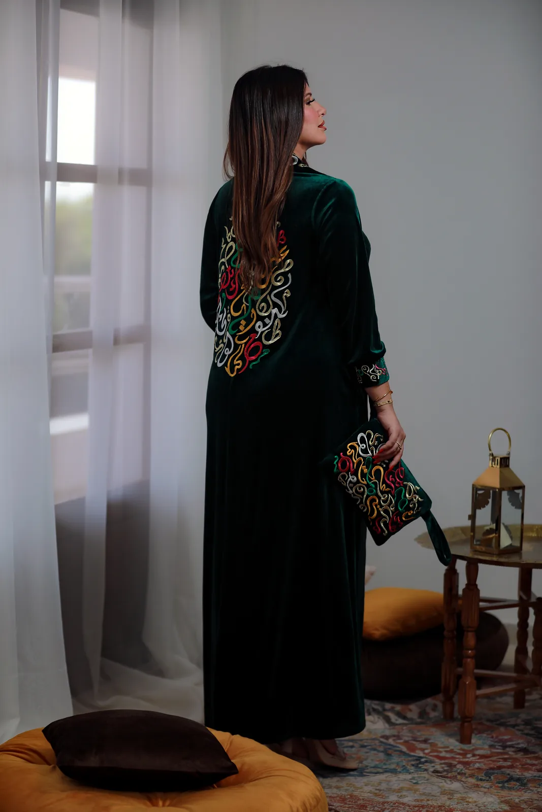 جبة قطيفة Vert Émeraude كود 38