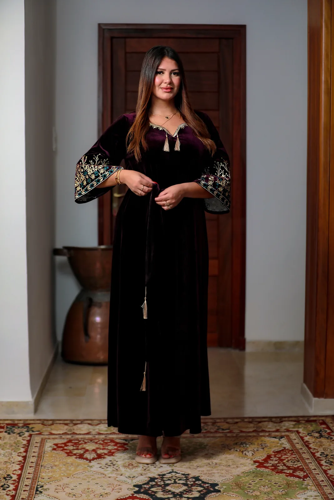  جبة قطيفة Aubergine Burgundy كود 32