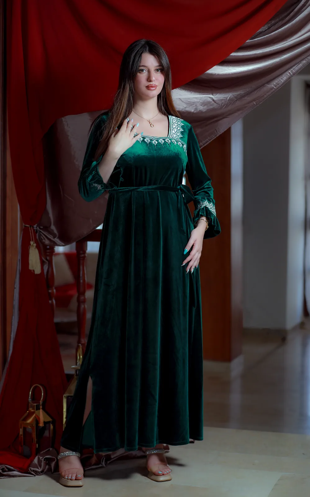 جبة قطيفة Vert- كود 28