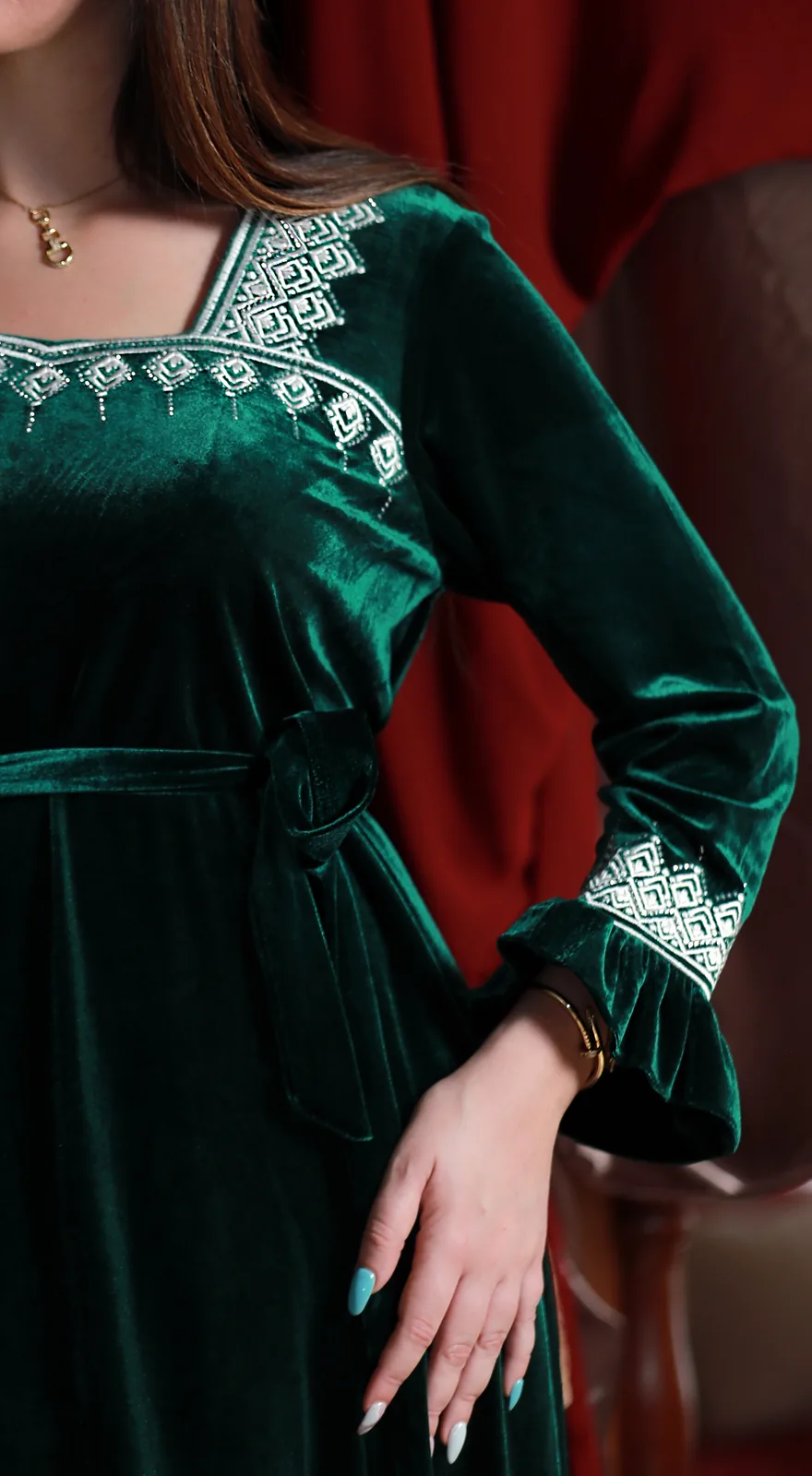 جبة قطيفة Vert- كود 28